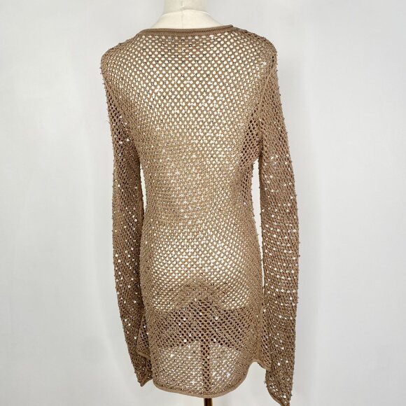 Michael Kors - Brown Crochet Large Knit Sweater Dress - Picture 4 of 6